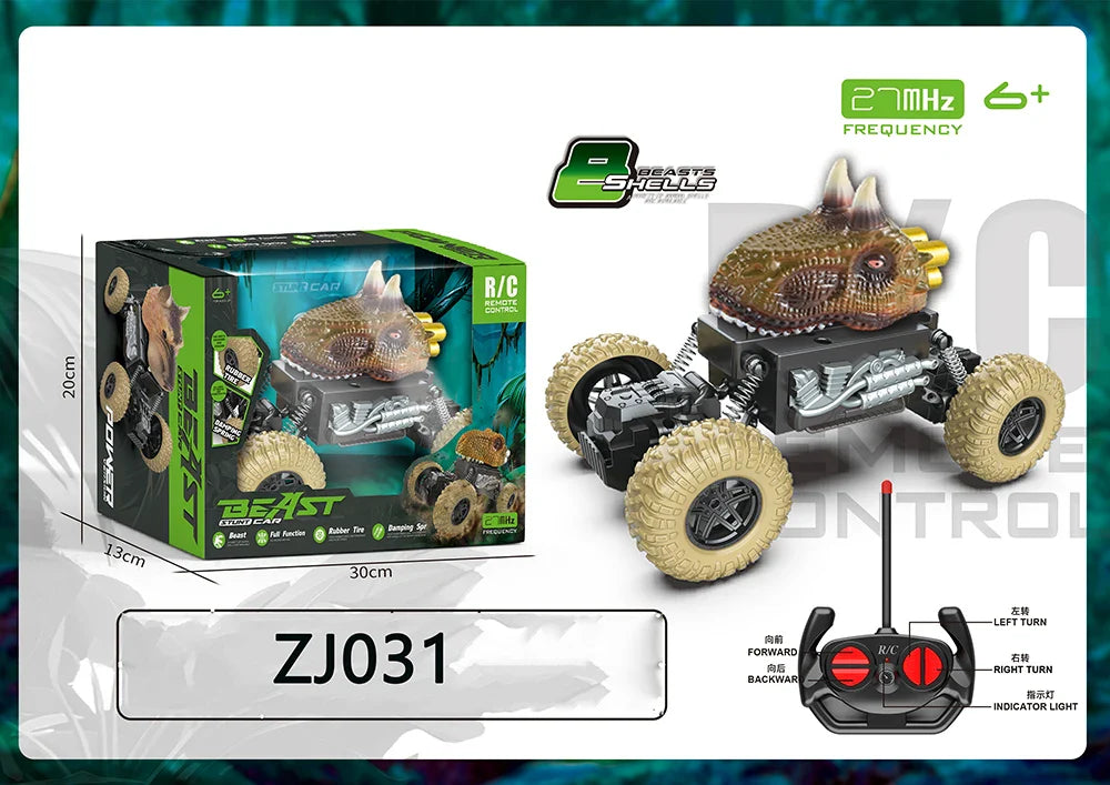 HKM-836371 Remote Control Dinosaur Truck Toy - Electric Climbing Stunt Car for Kids - Ages 5 and Up