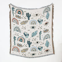 HKM-836435 Boho Fringe Sofa Cover Blanket - Cotton Nitrile Blend, 130x150 cm