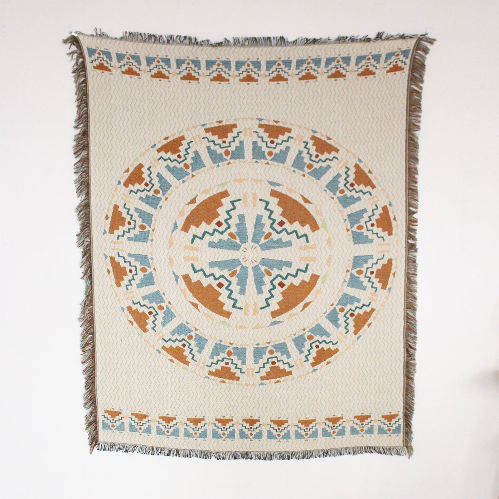 HKM-836435 Boho Fringe Sofa Cover Blanket - Cotton Nitrile Blend, 130x150 cm