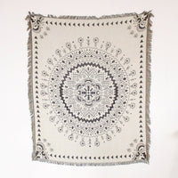 HKM-836435 Boho Fringe Sofa Cover Blanket - Cotton Nitrile Blend, 130x150 cm