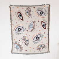 HKM-836435 Boho Fringe Sofa Cover Blanket - Cotton Nitrile Blend, 130x150 cm