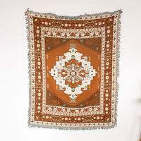 HKM-836435 Boho Fringe Sofa Cover Blanket - Cotton Nitrile Blend, 130x150 cm