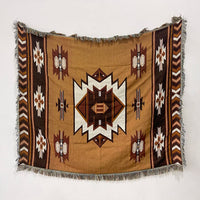 HKM-836435 Boho Fringe Sofa Cover Blanket - Cotton Nitrile Blend, 130x150 cm