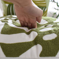 HKM-836499 Green Leaf Embroidery Cotton Sofa Pillowcase - 45x45cm