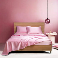 HKM-836883 Navy Blue Four-Piece Satin Silk Bedding Set with Quilt Cover, Bed Sheet, and Pillowcases
