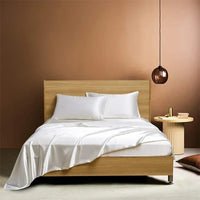 HKM-836883 Navy Blue Four-Piece Satin Silk Bedding Set with Quilt Cover, Bed Sheet, and Pillowcases