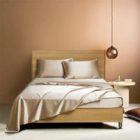 HKM-836883 Navy Blue Four-Piece Satin Silk Bedding Set with Quilt Cover, Bed Sheet, and Pillowcases