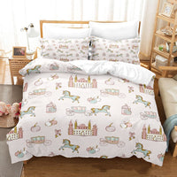 HKM-836947 Cartoon Series Three-Piece Bedding Set with Quilt Cover and Pillowcase, Multiple Sizes Available