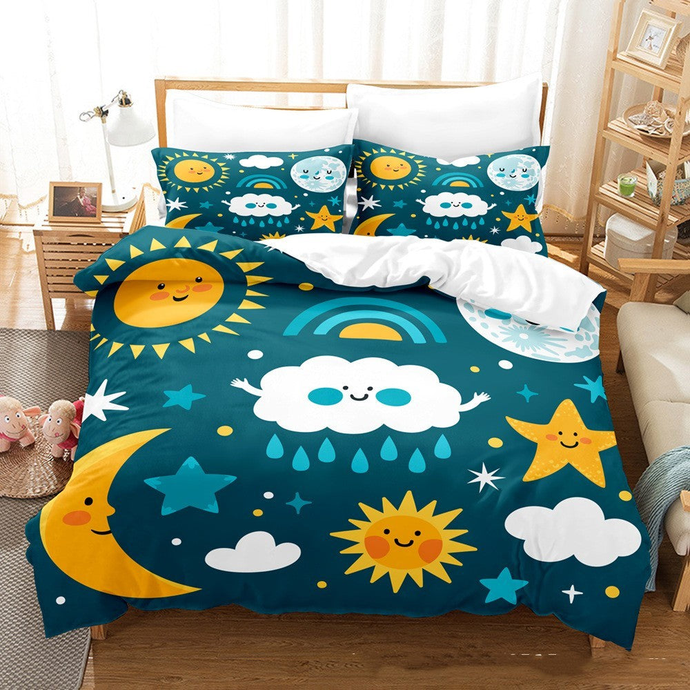 HKM-836947 Cartoon Series Three-Piece Bedding Set with Quilt Cover and Pillowcase, Multiple Sizes Available