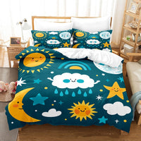 HKM-836947 Cartoon Series Three-Piece Bedding Set with Quilt Cover and Pillowcase, Multiple Sizes Available