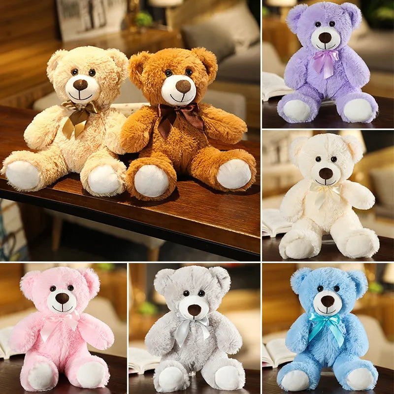KTX-836947 Customized Multi-Color PP Cotton Teddy Bear with Bowknot, 25cm Plush Stuffed Toy for All Ages