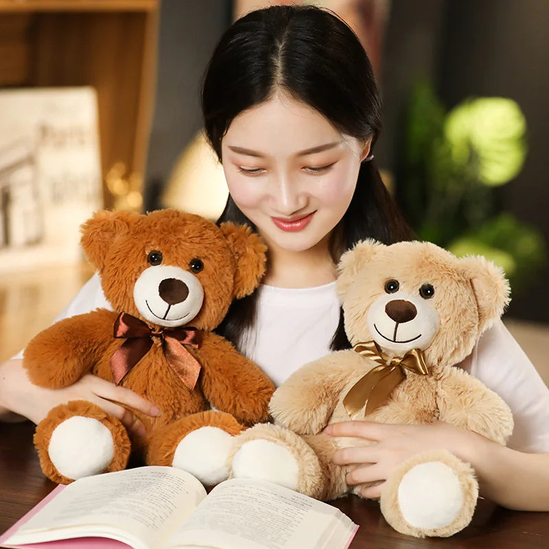 KTX-836947 Customized Multi-Color PP Cotton Teddy Bear with Bowknot, 25cm Plush Stuffed Toy for All Ages