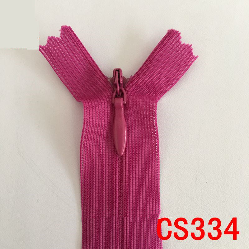 HKM-836947 Nylon Coil Invisible Zipper - 60cm Length, Pack of 10 in White, Red, and Blue