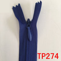 HKM-836947 Nylon Coil Invisible Zipper - 60cm Length, Pack of 10 in White, Red, and Blue