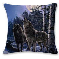 HKM-837011 Simple Black Linen Pillowcase with Digital Print Design - 45x45cm