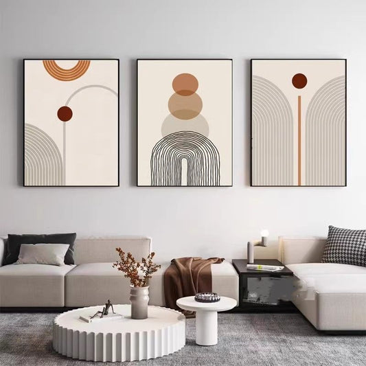 HKM-837203 Morandi Abstract Three-Piece Wall Art Set in Modern Minimalist Style