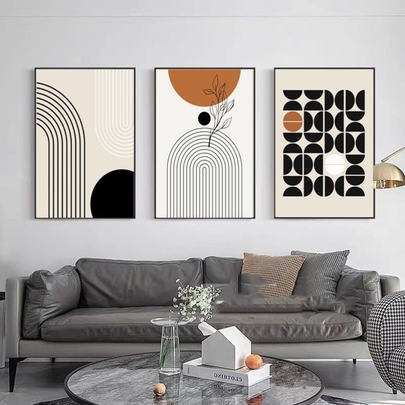 HKM-837203 Morandi Abstract Three-Piece Wall Art Set in Modern Minimalist Style