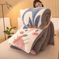 HKM-837267 Double-Sided Winter Lamb Fleece Quilt - Thick Polyester Fiber for Warmth and Comfort in Various Sizes