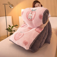 HKM-837267 Double-Sided Winter Lamb Fleece Quilt - Thick Polyester Fiber for Warmth and Comfort in Various Sizes