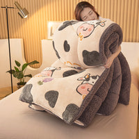 HKM-837267 Double-Sided Winter Lamb Fleece Quilt - Thick Polyester Fiber for Warmth and Comfort in Various Sizes