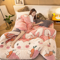 HKM-837267 Double-Sided Winter Lamb Fleece Quilt - Thick Polyester Fiber for Warmth and Comfort in Various Sizes