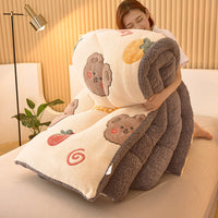 HKM-837267 Double-Sided Winter Lamb Fleece Quilt - Thick Polyester Fiber for Warmth and Comfort in Various Sizes