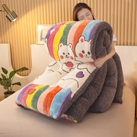 HKM-837267 Double-Sided Winter Lamb Fleece Quilt - Thick Polyester Fiber for Warmth and Comfort in Various Sizes