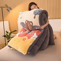 HKM-837267 Double-Sided Winter Lamb Fleece Quilt - Thick Polyester Fiber for Warmth and Comfort in Various Sizes