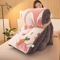 HKM-837267 Double-Sided Winter Lamb Fleece Quilt - Thick Polyester Fiber for Warmth and Comfort in Various Sizes