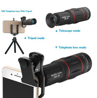 HKM-837331 18X Telephoto Lens for Mobile Phones with Adjustable Zoom and Flexible Tripod Adapter