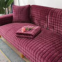 HKM-837331 Solid Color Plush Sofa Cushion - Modern Non-Slip Design in Various Sizes and Shades