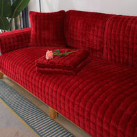 HKM-837331 Solid Color Plush Sofa Cushion - Modern Non-Slip Design in Various Sizes and Shades