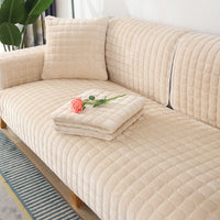 HKM-837331 Solid Color Plush Sofa Cushion - Modern Non-Slip Design in Various Sizes and Shades