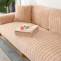 HKM-837331 Solid Color Plush Sofa Cushion - Modern Non-Slip Design in Various Sizes and Shades