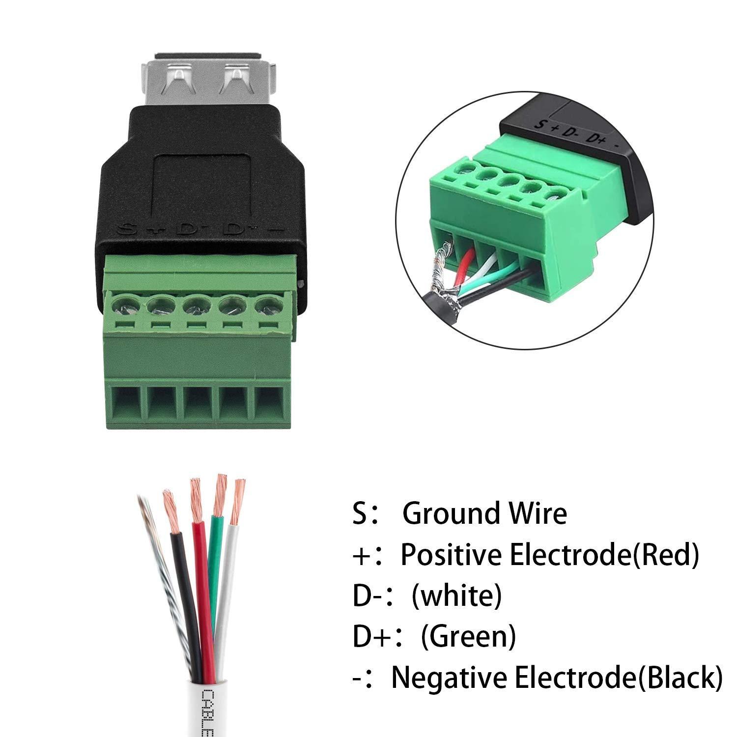 HKM-837459 Solderless USB2.0 Male Female Plug Connector for Easy PCB Wiring