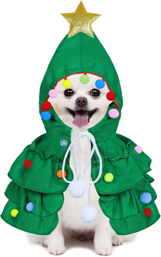 HKM-837523 Christmas Tree Costume for Cats and Kittens with Star Ornament - Available in Multiple Sizes