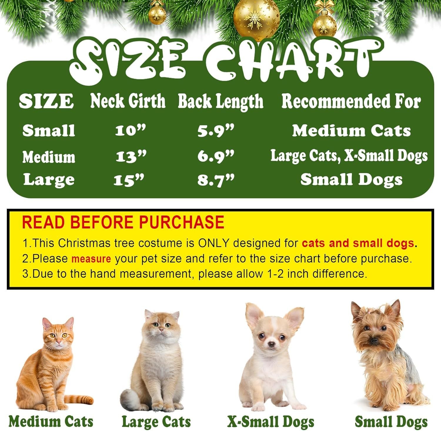 HKM-837523 Christmas Tree Costume for Cats and Kittens with Star Ornament - Available in Multiple Sizes