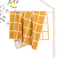 HKM-837587 Knitted Plaid Baby Blanket - Soft Cotton Yarn in Multiple Colors for All Seasons