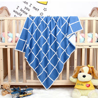 HKM-837587 Knitted Plaid Baby Blanket - Soft Cotton Yarn in Multiple Colors for All Seasons