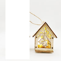 HKM-837715 Wooden Christmas Small House Decorations - Boxwood Snowman, Elk, Santa Claus, and Bell, Modern Simplicity 6.2X4.5X7.7CM