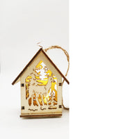 HKM-837715 Wooden Christmas Small House Decorations - Boxwood Snowman, Elk, Santa Claus, and Bell, Modern Simplicity 6.2X4.5X7.7CM