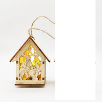 HKM-837715 Wooden Christmas Small House Decorations - Boxwood Snowman, Elk, Santa Claus, and Bell, Modern Simplicity 6.2X4.5X7.7CM