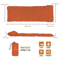 HKM-838035 Inflatable Honeycomb Camping Mattress with Pillow - Lightweight, Portable Sleeping Pad for Outdoor Adventures