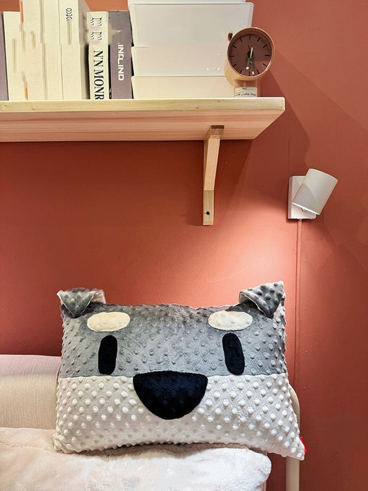 HKM-838227 West Highland Puppy Sofa Cushion - Soft Blended Material, Gray Schnauzer & White Design, 50x35x18cm