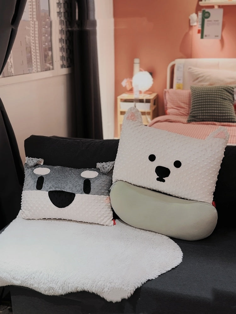 HKM-838227 West Highland Puppy Sofa Cushion - Soft Blended Material, Gray Schnauzer & White Design, 50x35x18cm