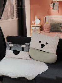 HKM-838227 West Highland Puppy Sofa Cushion - Soft Blended Material, Gray Schnauzer & White Design, 50x35x18cm