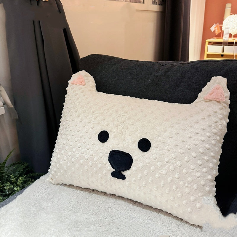 HKM-838227 West Highland Puppy Sofa Cushion - Soft Blended Material, Gray Schnauzer & White Design, 50x35x18cm