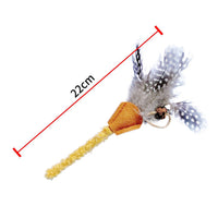 HKM-838291 Natural Polygonum Wood Cat Molar Stick Feather Toy - Promotes Dental Health and Play for Cats