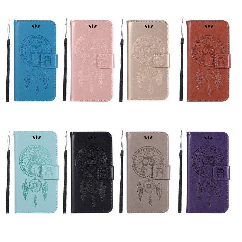 HKM-838355 Owl Embossed Clamshell PU and TPU Mobile Phone Case for iPhone Models