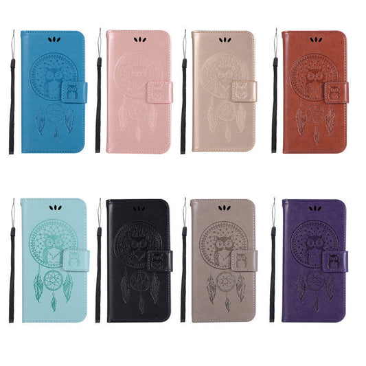 HKM-838355 Owl Embossed Clamshell PU and TPU Mobile Phone Case for iPhone Models